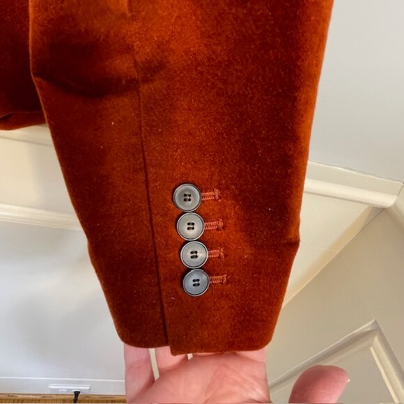 Talbots Velvet Blazer Burnt Orange Rust Single Button Fitted Tailored 10 - Picture 4 of 7
